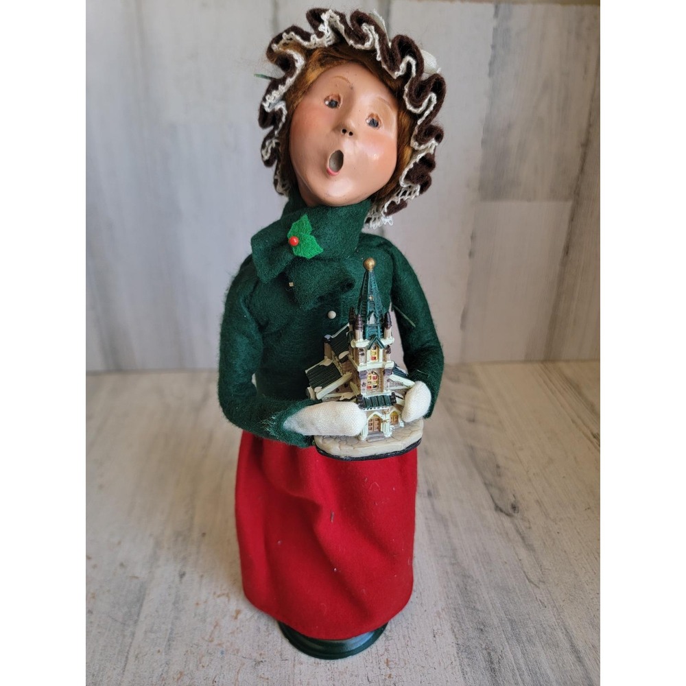 Byers choice woman Victorian village church Caroler Xmas building home decor